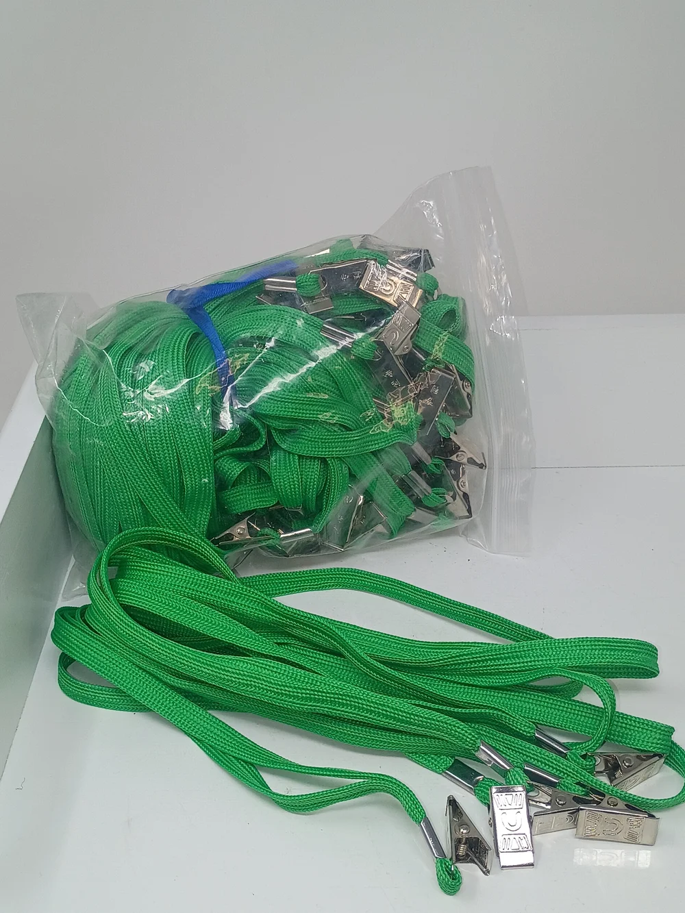 35 Green Badge Lanyards with Metal Clip - Home Party Supplies